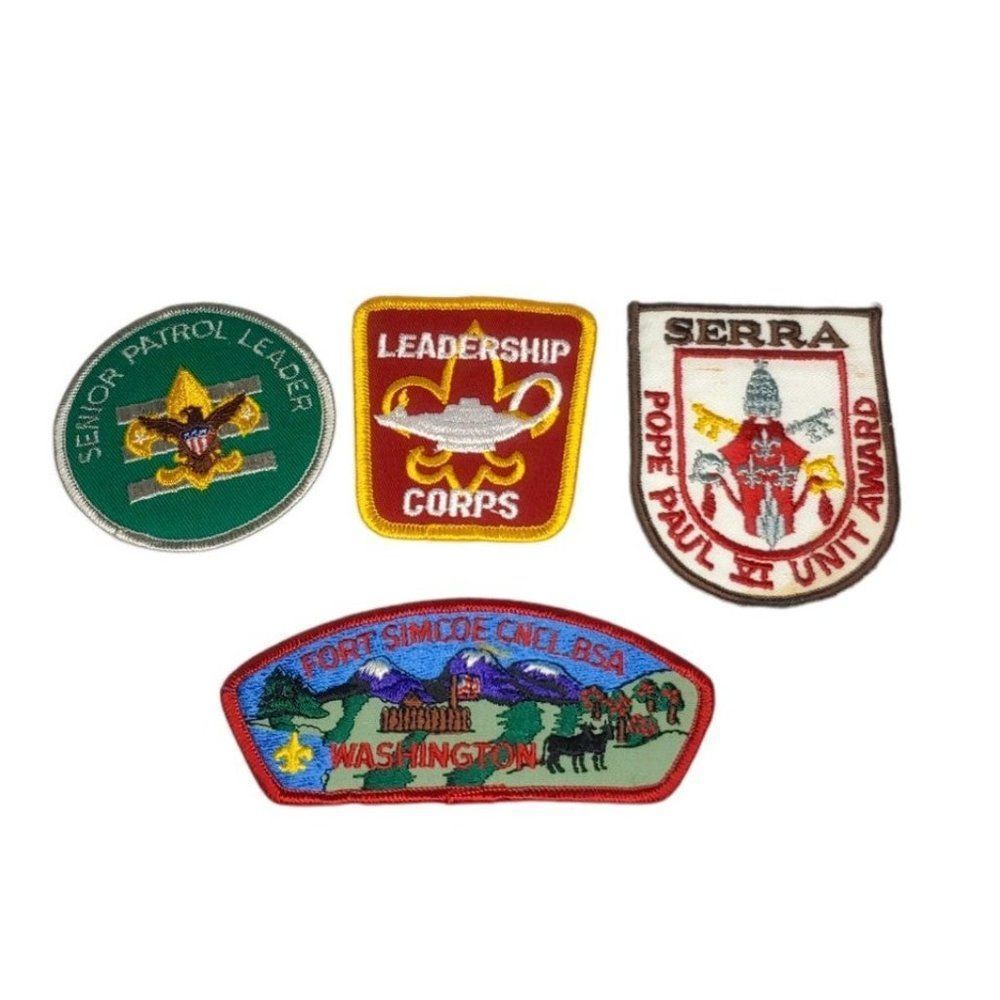 Vintage LOT 4 BSA Boy Scout Patch 80s Leadership Corps Senior Patrol Pope Paul
